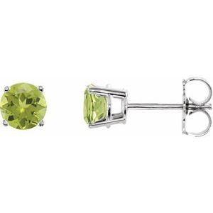 White Gold 5 mm Natural Peridot Stud Earrings