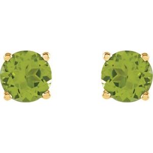 5 mm natural peridot stud earrings in 14K yellow gold, alternate pair view