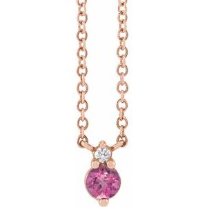 Rose Gold Natural Pink Sapphire and Diamond Necklace