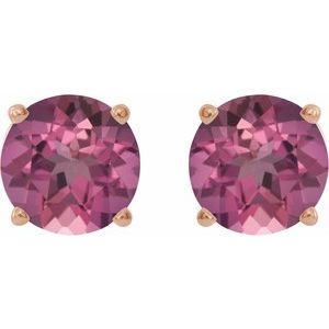 4 mm natural pink tourmaline stud earrings in 14K rose gold, alternate pair view