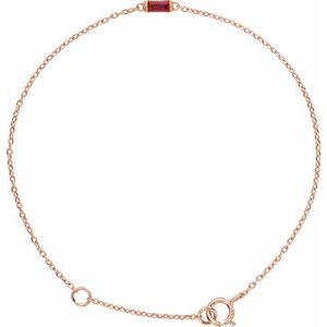 Rose Gold Natural Ruby Baguette Bracelet