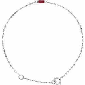 White Gold Natural Ruby Baguette Bracelet