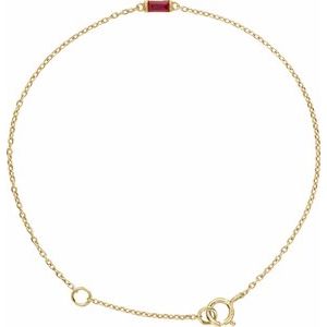 Yellow Gold Natural Ruby Baguette Bracelet