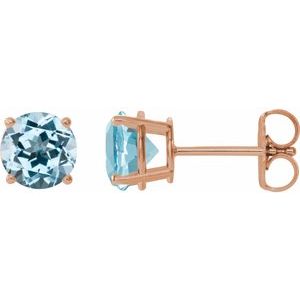 Rose Gold 6 mm Natural Sky Blue Topaz Stud Earrings