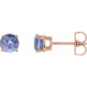Rose Gold 5 mm Natural Tanzanite Stud Earrings