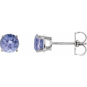 White Gold 5 mm Natural Tanzanite Stud Earrings