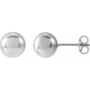 14K White Gold 8 mm Ball Earrings