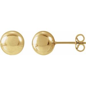 14K Yellow Gold 8 mm Ball Earrings