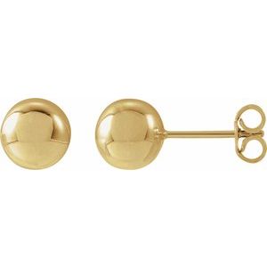 14K Yellow Gold 7 mm Ball Earrings