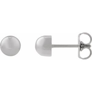 14K White Gold Dome Stud Earrings