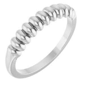 14K White Gold Puffed Stackable Ring