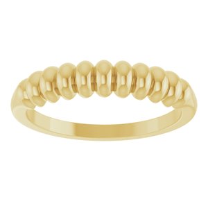 Puffed stackable ring in 14K yellow gold, front view