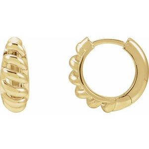 14K Yellow Gold Rope Dome 12.9 mm Hoop Earrings