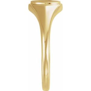 7 mm round signet ring in 14K yellow gold, edge profile