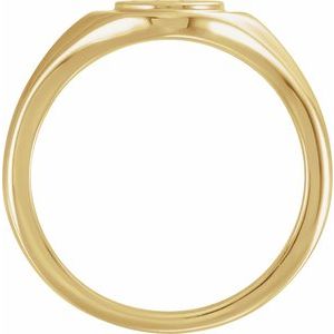 7 mm round signet ring in 14K yellow gold, side profile