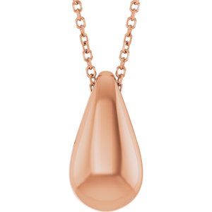 14K Rose Gold Teardrop 16-18" Necklace