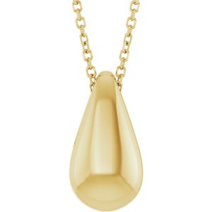 14K Yellow Gold Teardrop 16-18" Necklace