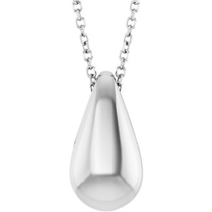 14K White Gold Teardrop 16-18" Necklace